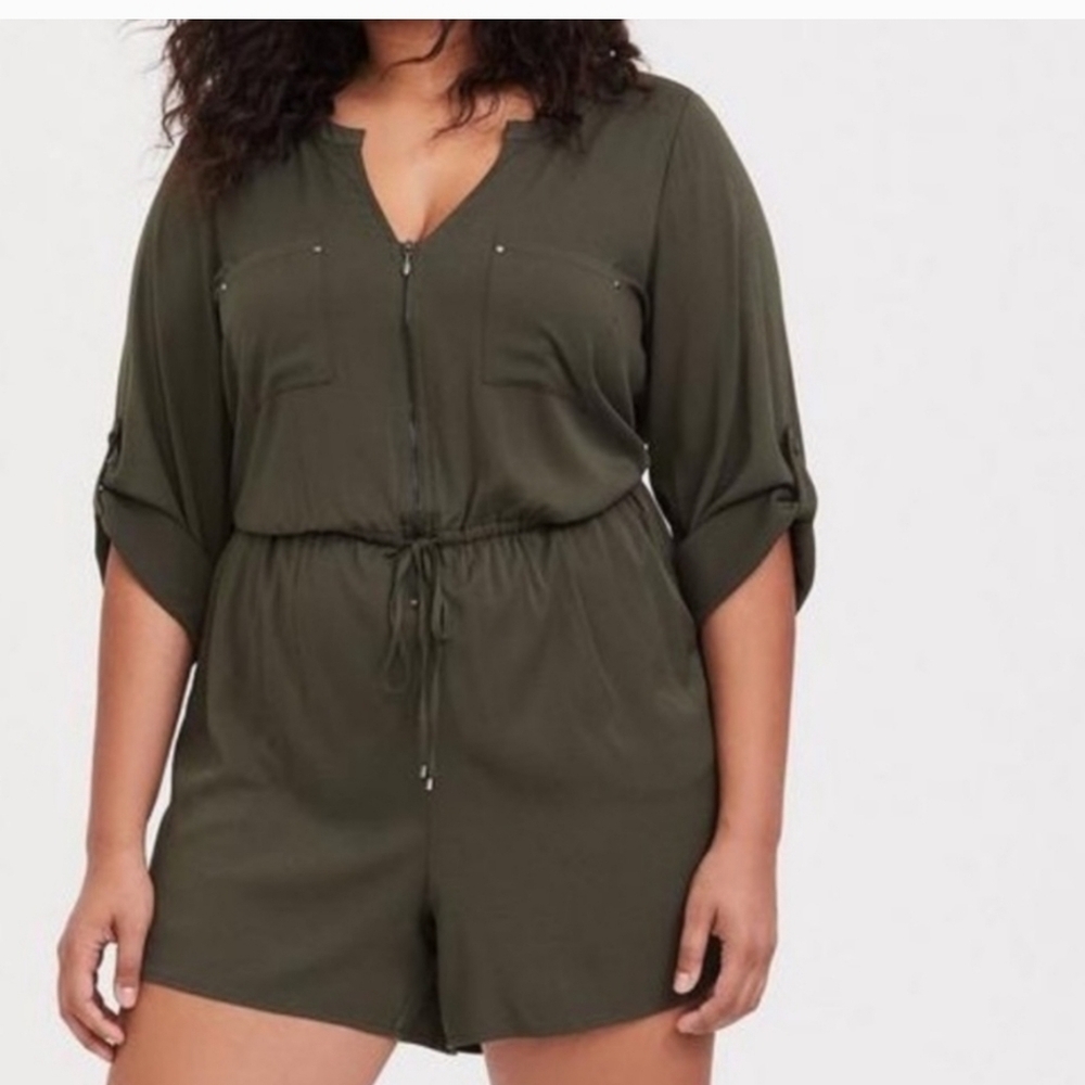 Challis olive romper